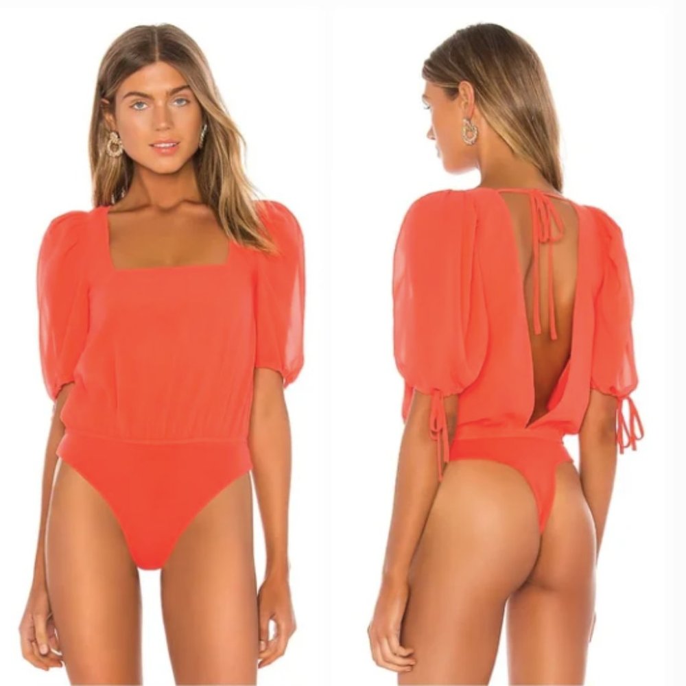 Lovers + Friends Stardust Bodysuit in Coral Red Size Medium